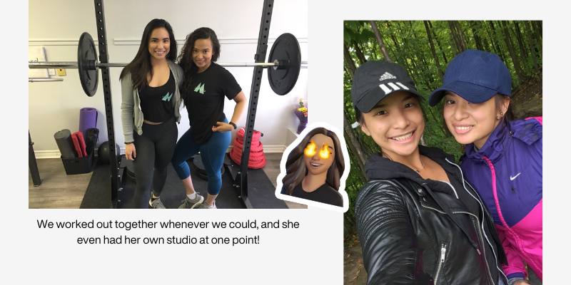 We worked out together whenever we could, and she even had her own studio at one point!