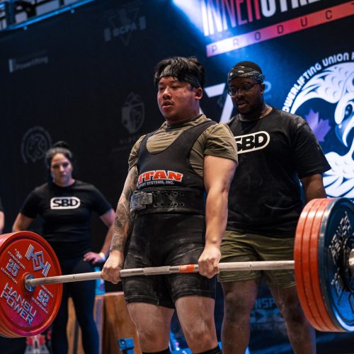 Johnson competing at the national powerlifting meet