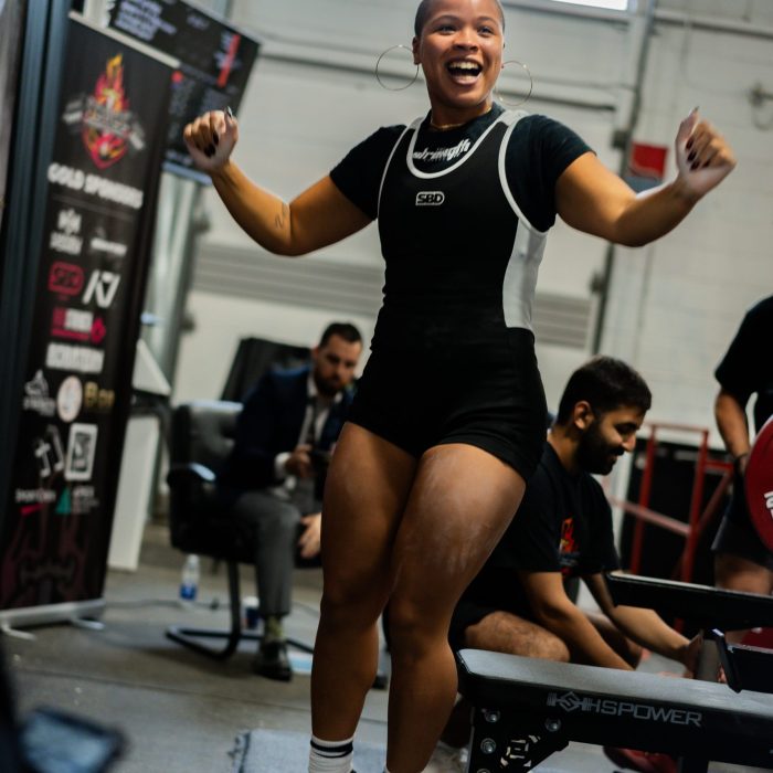 Naomi Lui-Hing competing in the Fortis powerlifting competition in 2024