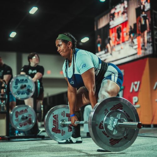 Brianna competing at a USAPL powerlifting meet